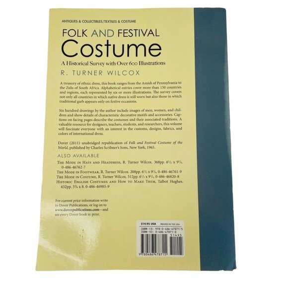 Folk and Festival Costume R Turner Wilcox 2011 Paperback - Picture 2 of 4